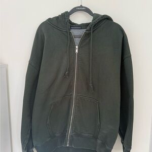 Brandy Melville Dark Green Zip-Up Sweater